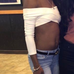 Cute white off the shoulder crop top WORN ONCE!